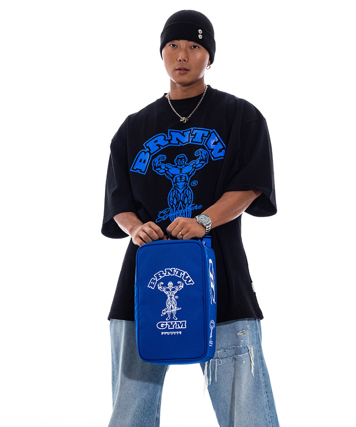 RAISEBORN OVER FIT T-SHIRTS [BLACK BLUE]