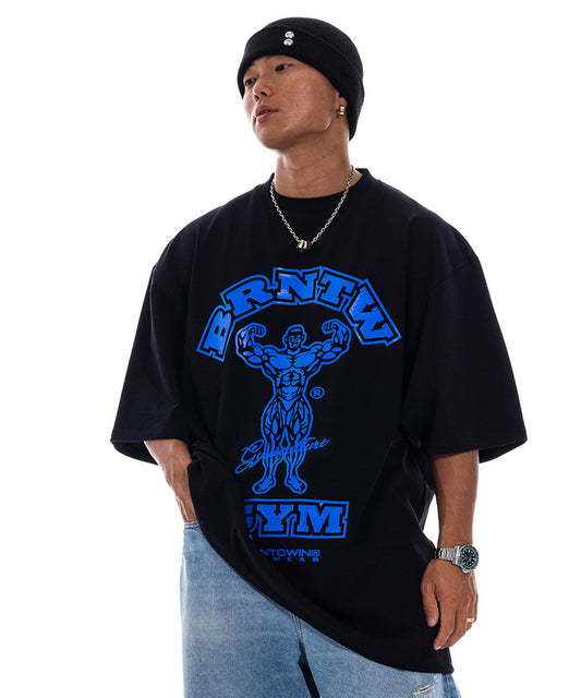 RAISEBORN OVER FIT T-SHIRTS [BLACK BLUE]