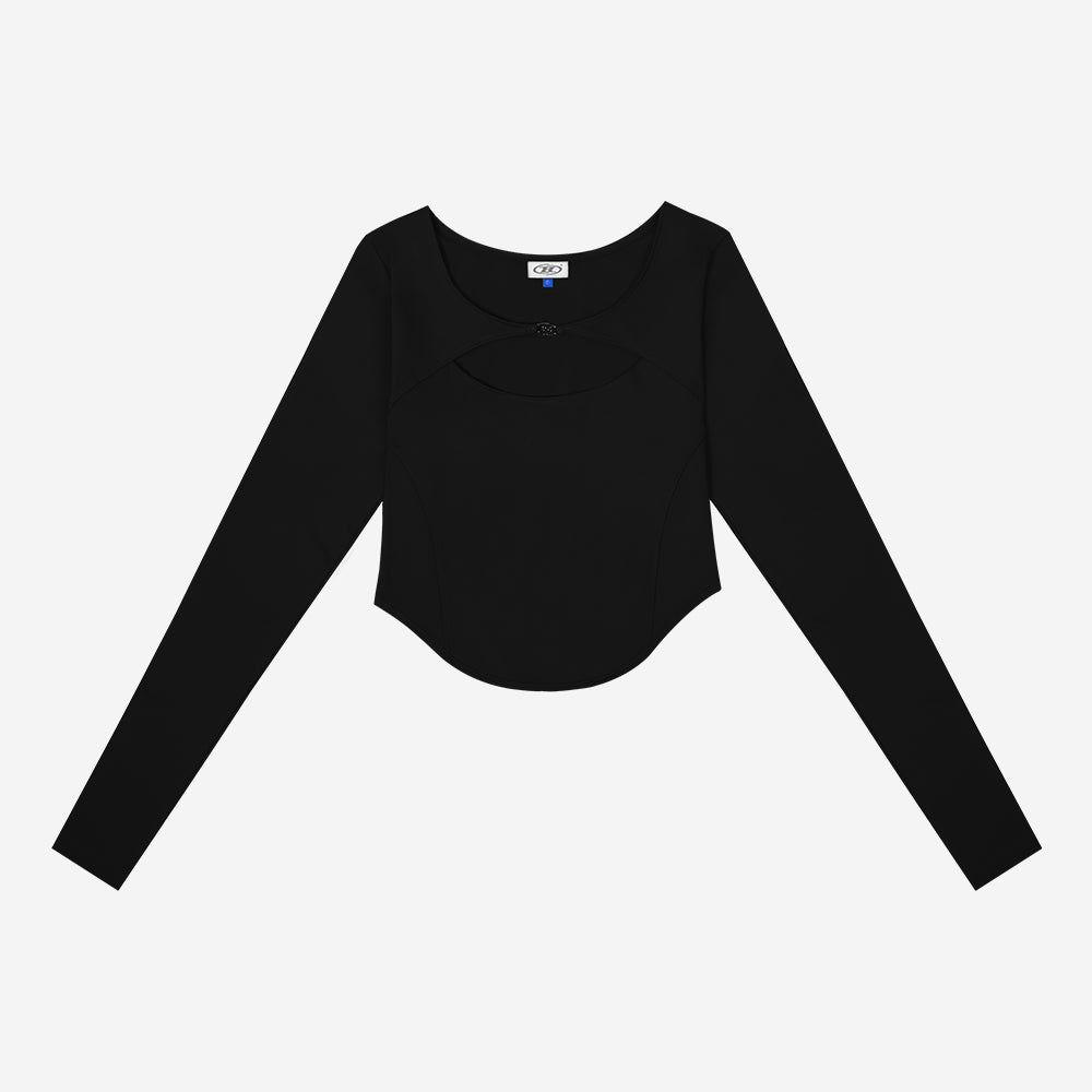 B-BUCKLE CUTOUT LONG SLEEVE [BLACK]