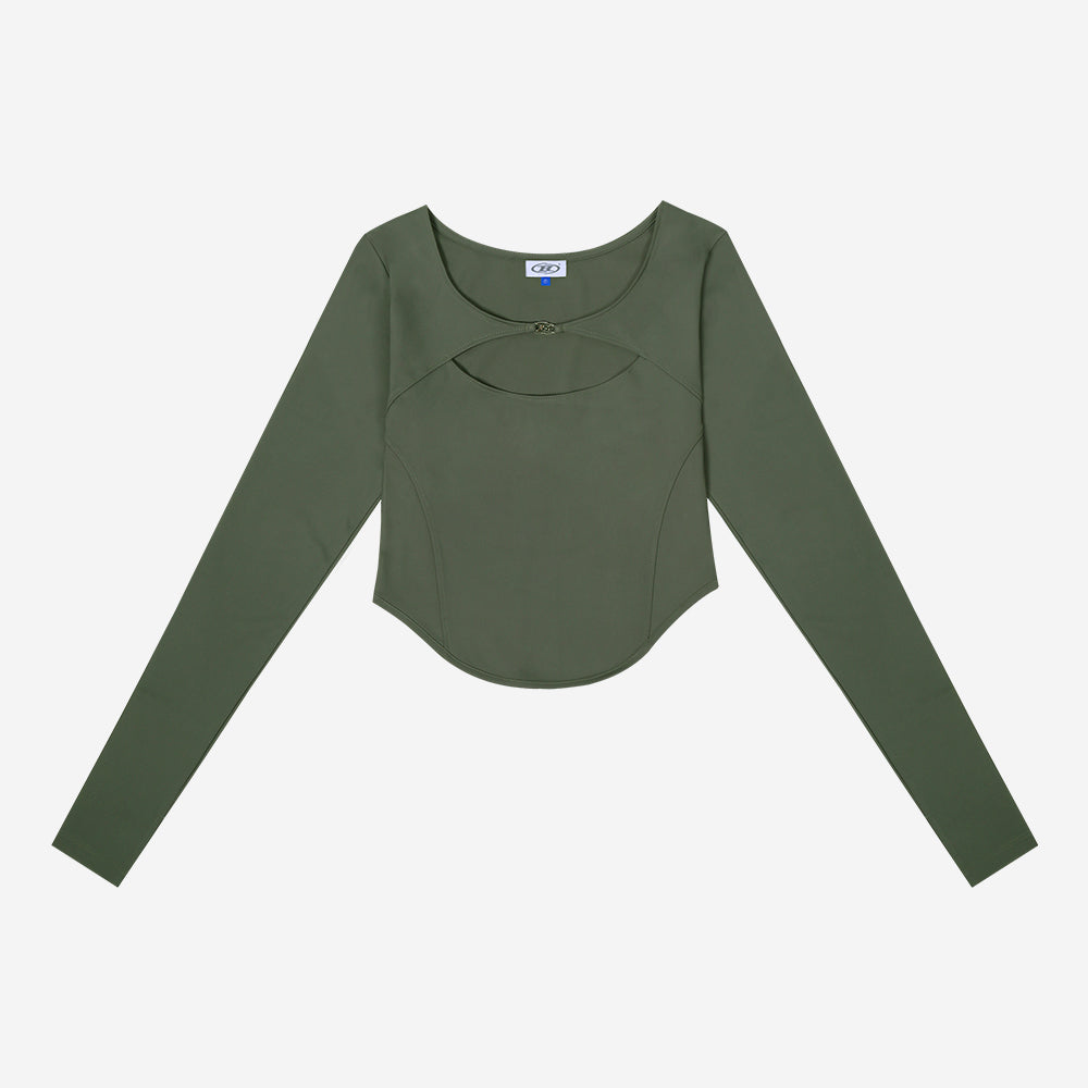 B-BUCKLE CUTOUT LONG SLEEVE [KHAKI]