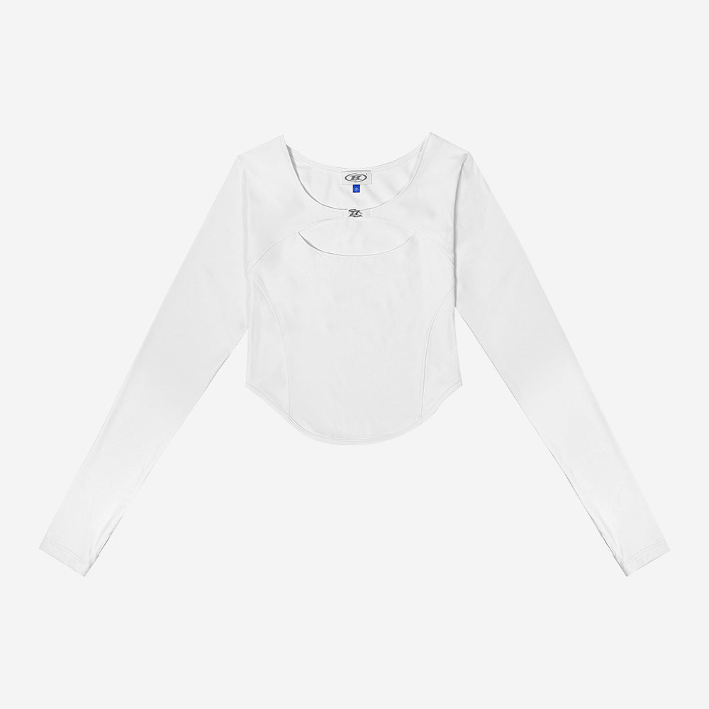 B-BUCKLE CUTOUT LONG SLEEVE [WHITE]