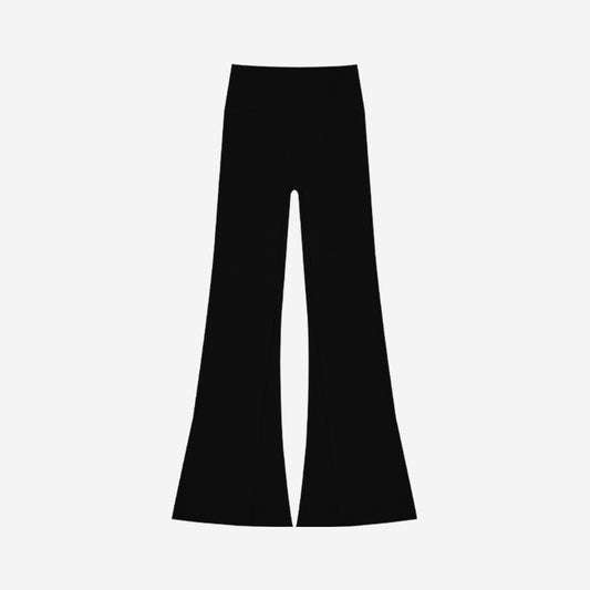 RIBBED SLIM BOOTS CUT PANTS [BLACK]