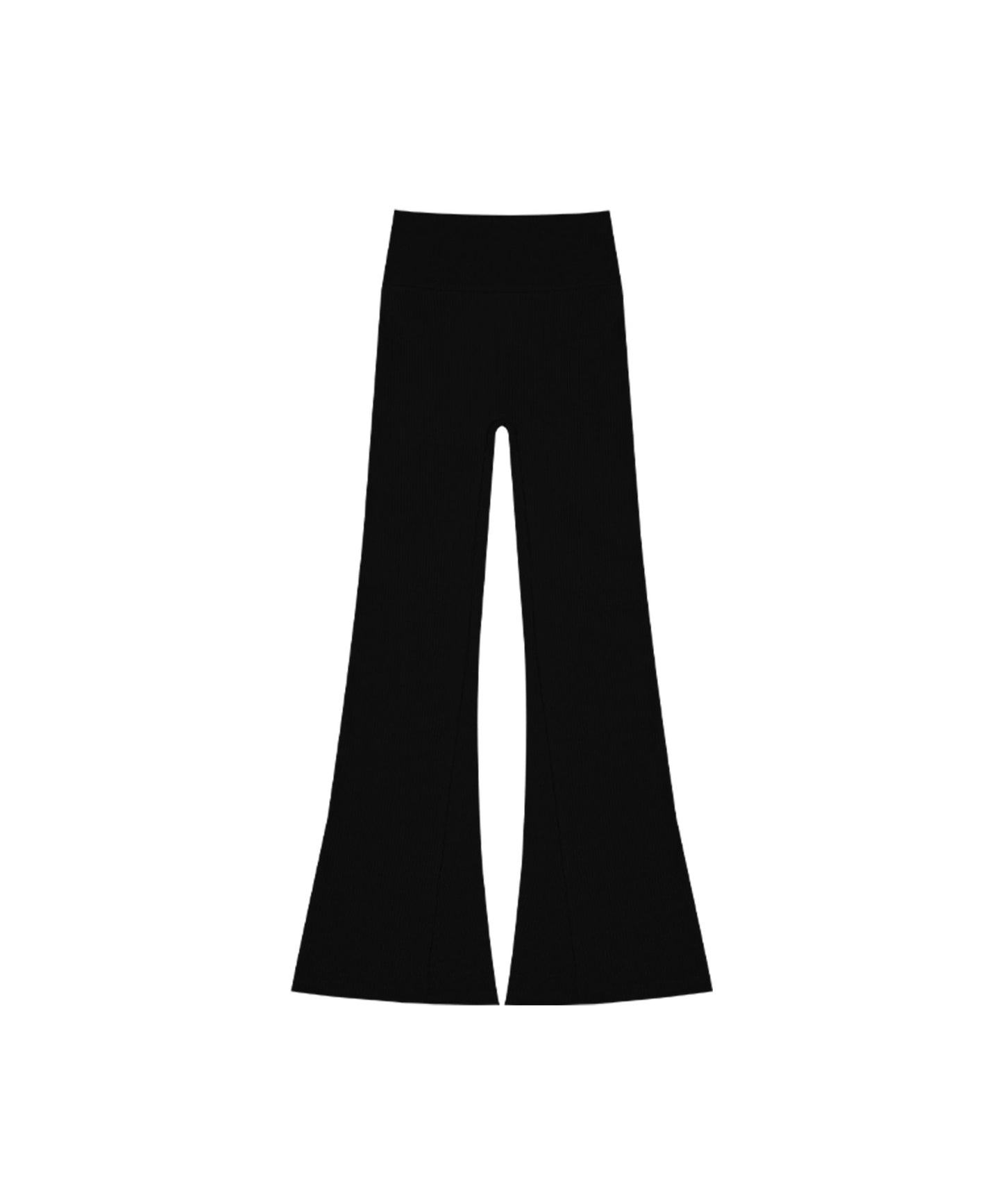 RIBBED SLIM BOOTS CUT PANTS [BLACK]