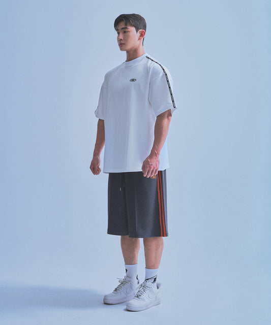 SYMBOL B TRACK LINE JERSEY BERMUDA PANTS [CHARCOAL]