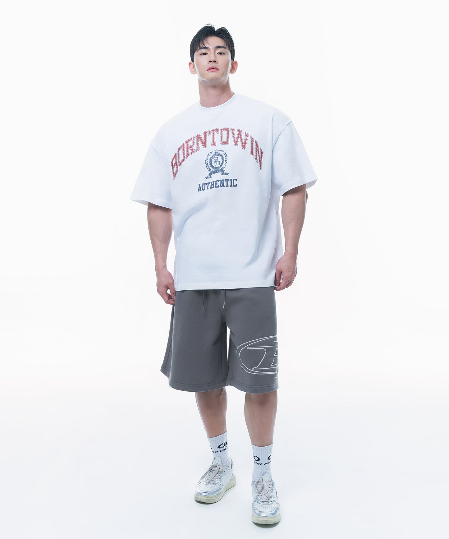 CRACK BORNTOWIN EMBLEM T-SHIRTS [WHITE]