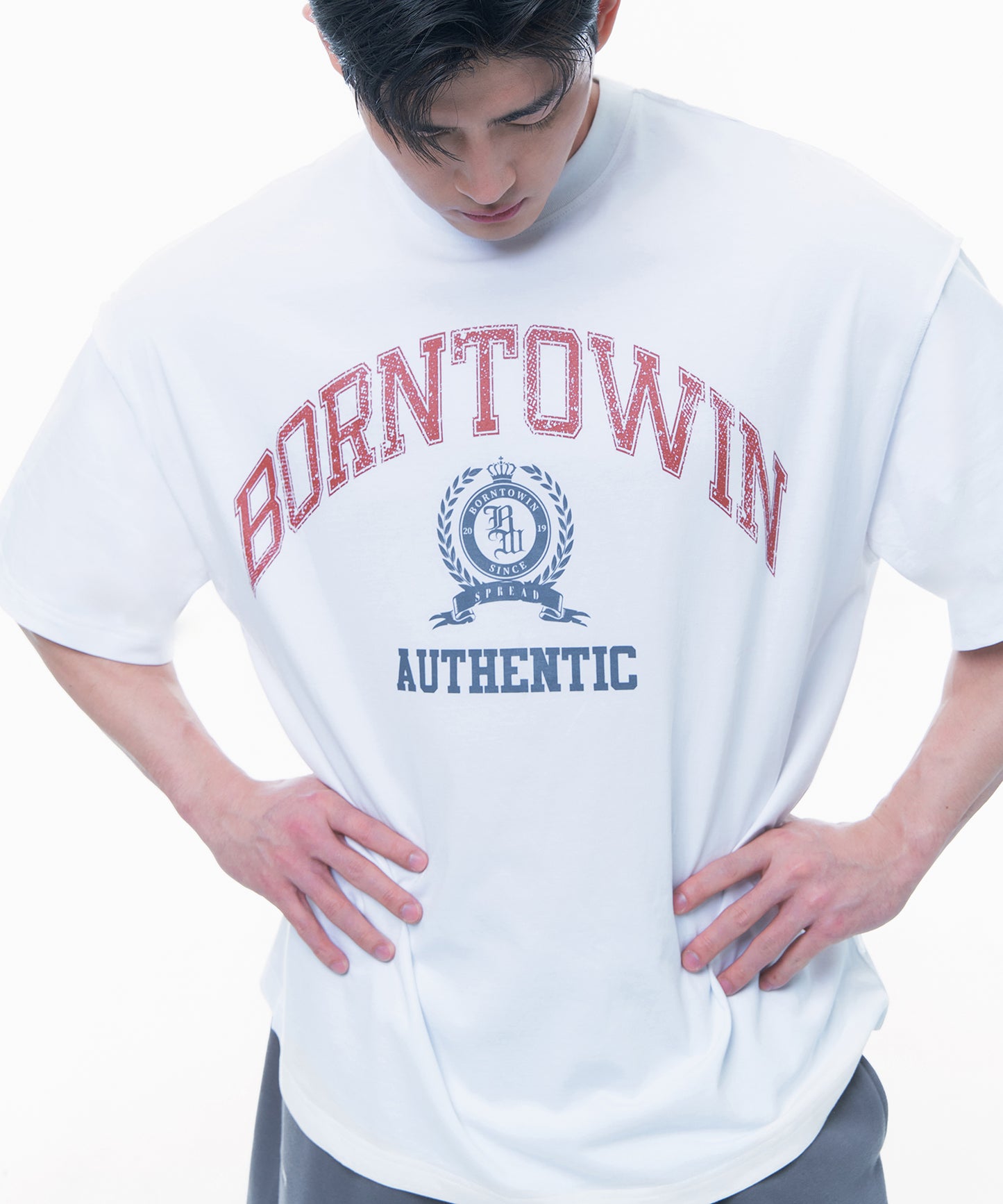 CRACK BORNTOWIN EMBLEM T-SHIRTS [WHITE]