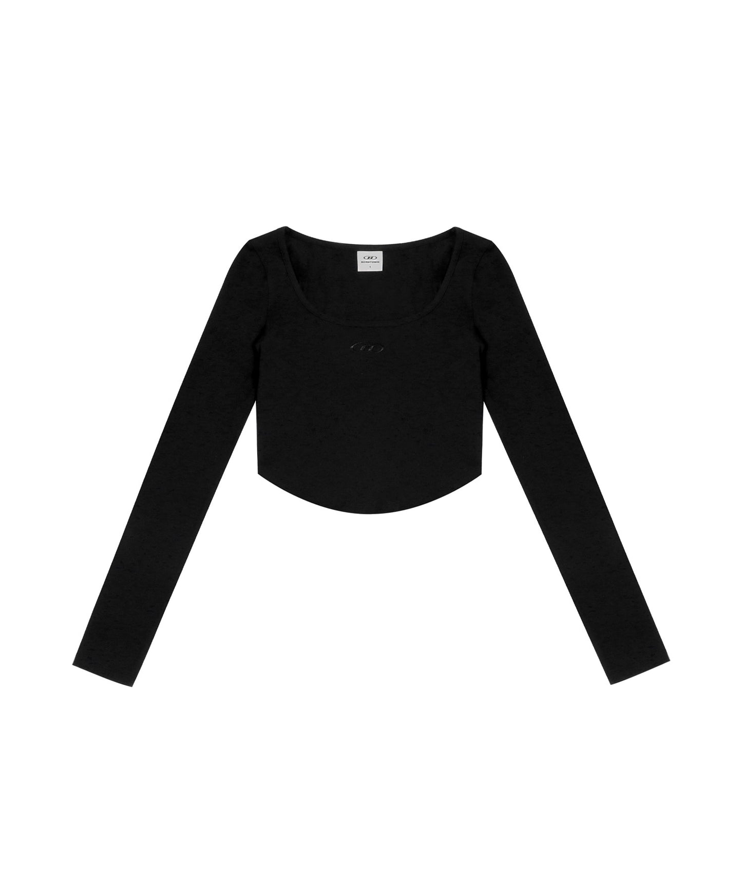 SCOOP NECK SEMI CROP LONGSLEEVE [BLACK]