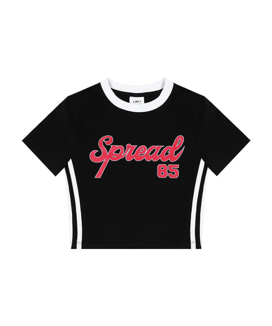 SPREAD CROP T-SHIRTS [BLACK]