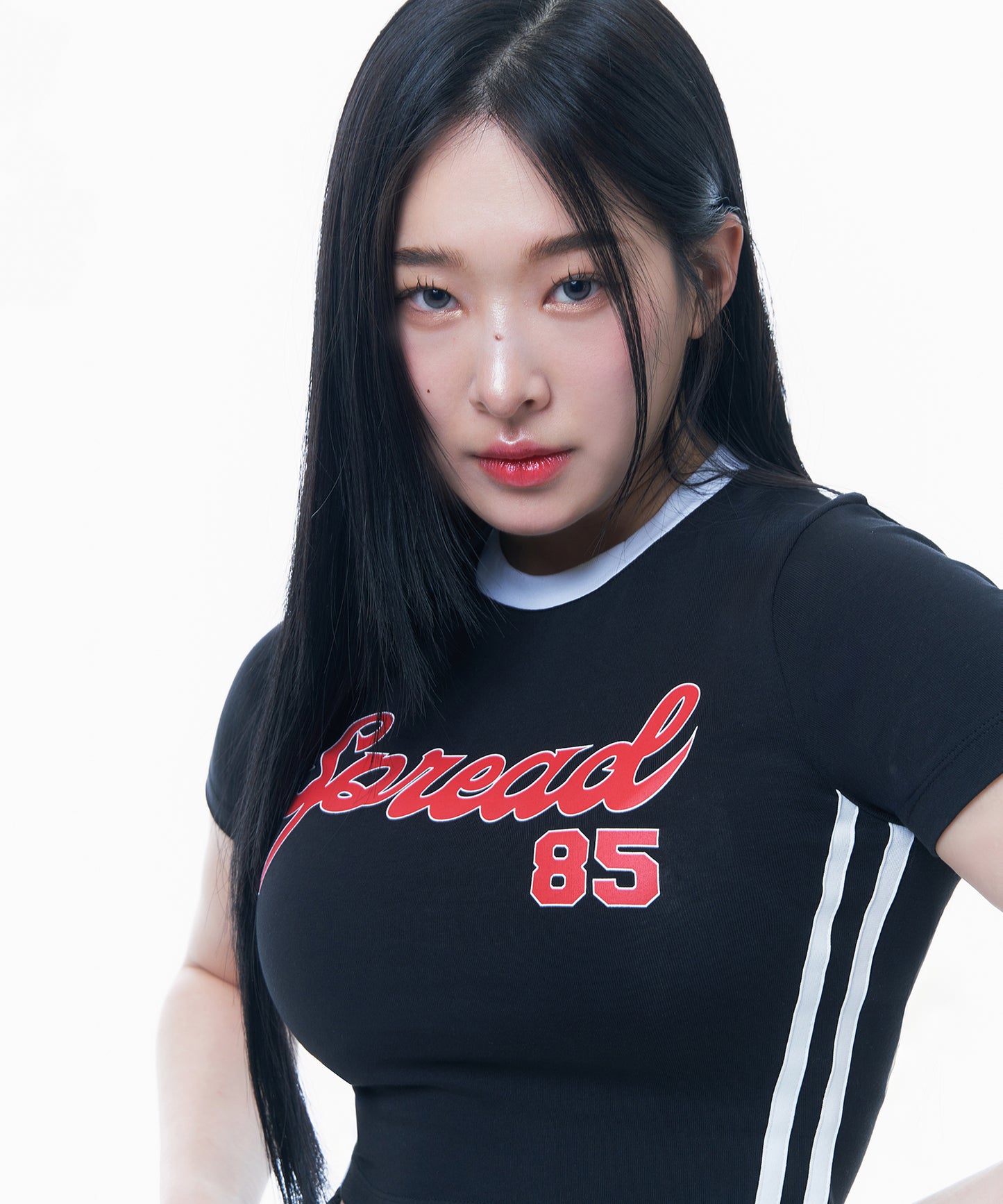 SPREAD CROP T-SHIRTS [BLACK]