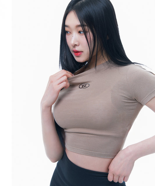 SILVER B MODAL CROP T-SHIRTS [LIGHT BROWN]