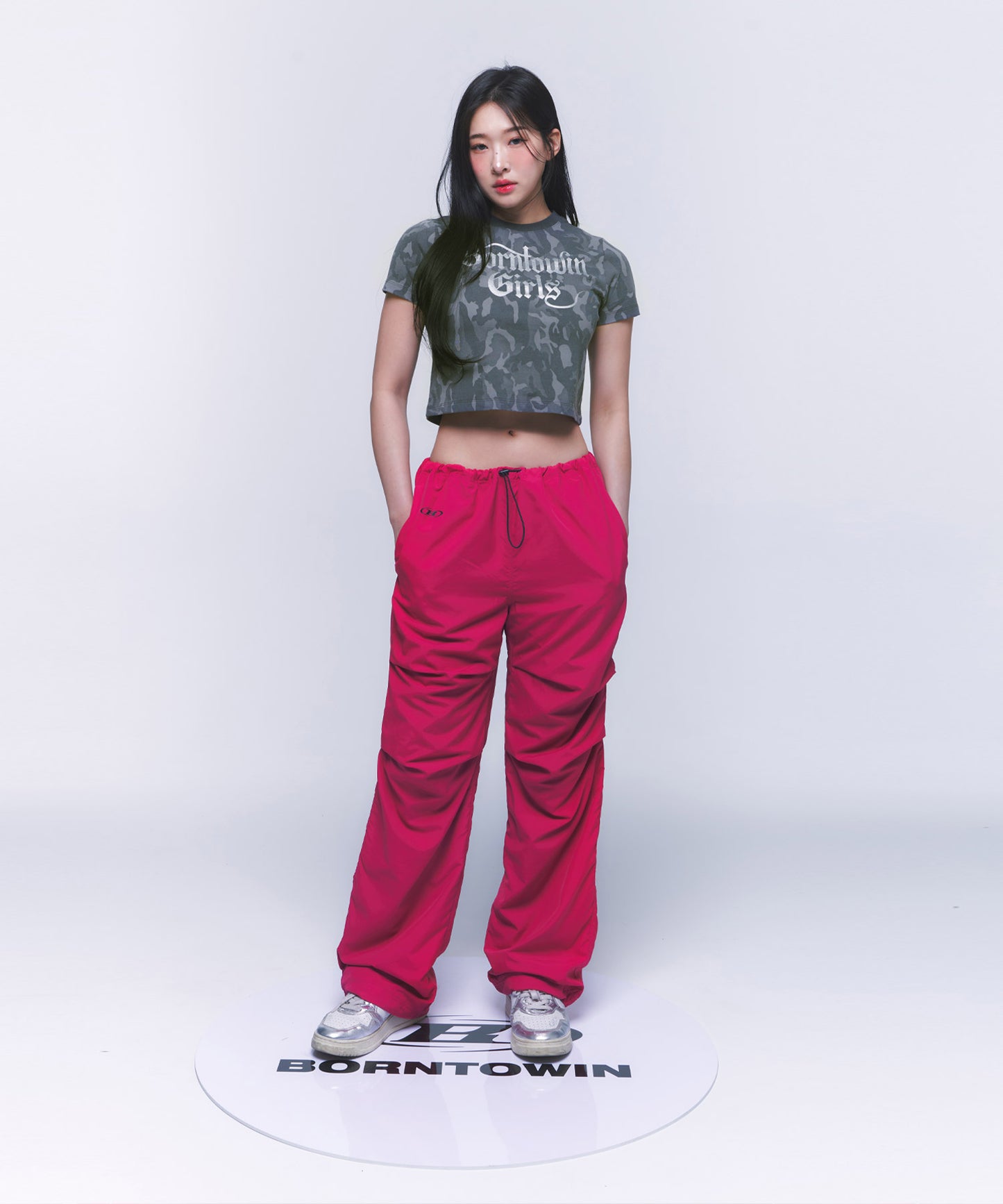 GLITTER B GIRLS CROP T-SHIRTS [CAMO]