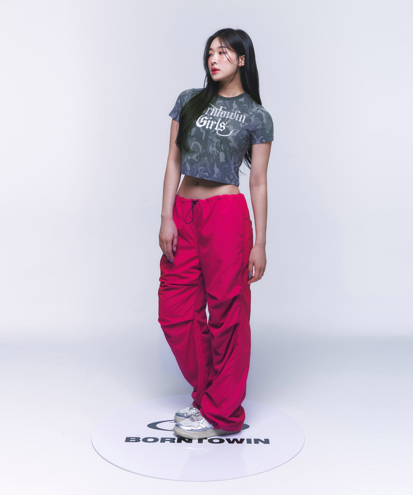 GLITTER B GIRLS CROP T-SHIRTS [CAMO]