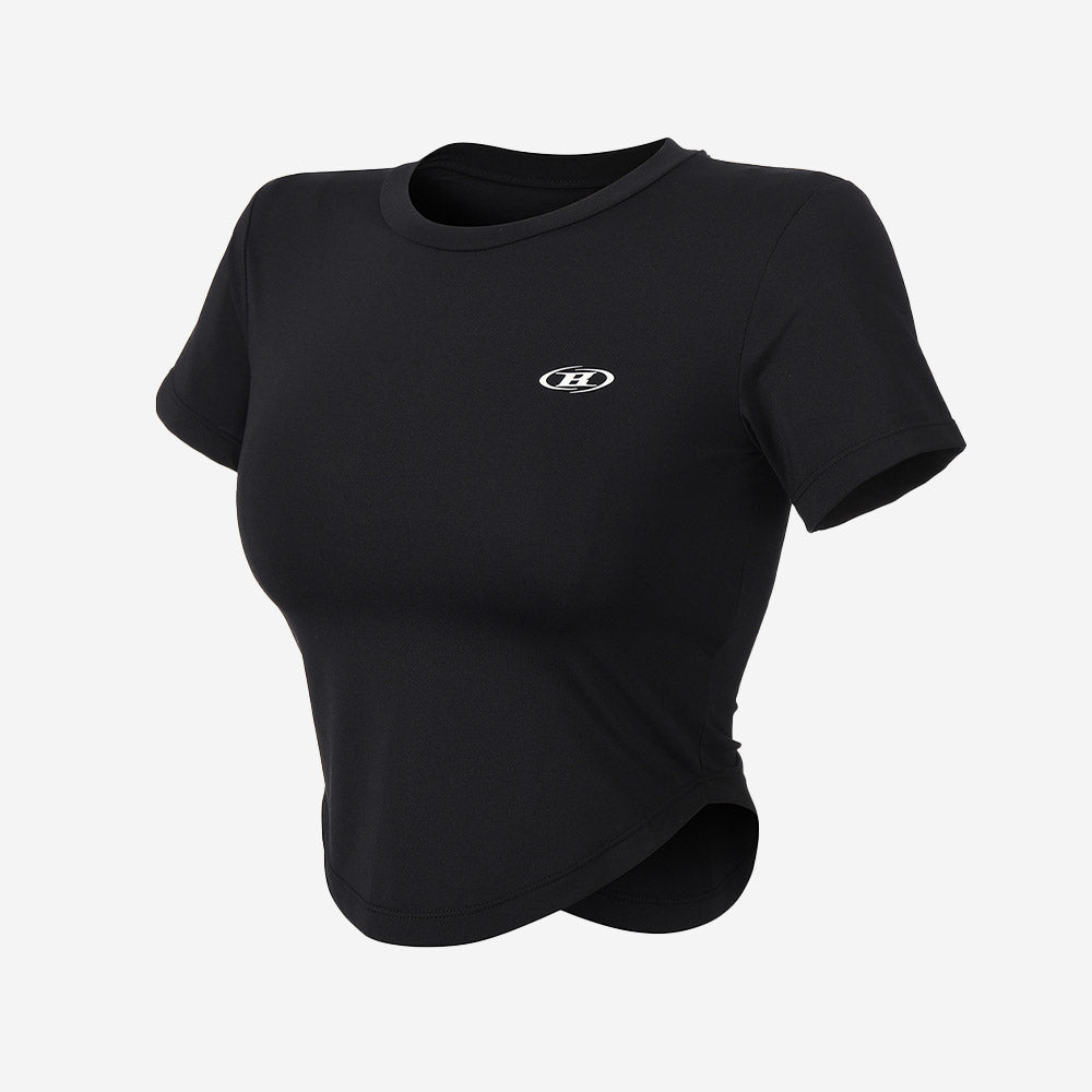 QUICK DRY SYMBOL B CROP T-SHIRTS [BLACK]