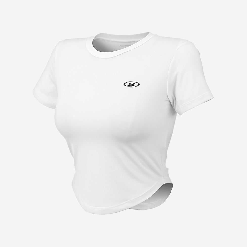 QUICK DRY SYMBOL B CROP T-SHIRTS [WHITE]