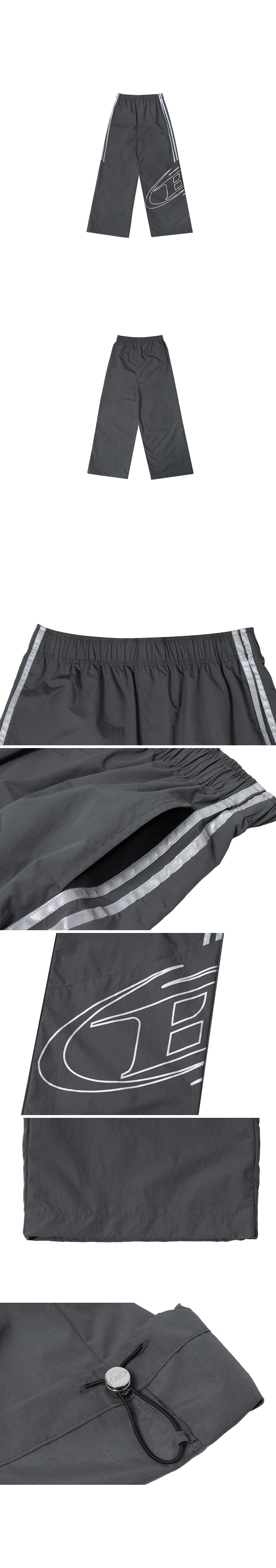 REFLECTIVE LINE BIG SYMBOL WIDE PANTS [CHARCOAL]