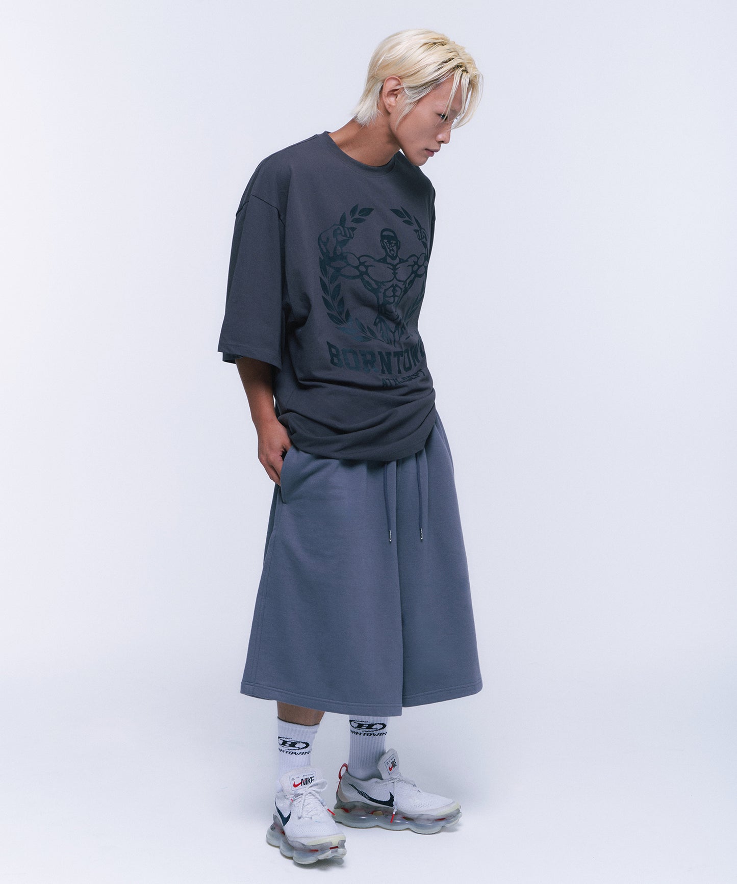 NEW RAISEBORN HALF PANTS LONG VER [CHARCOAL]