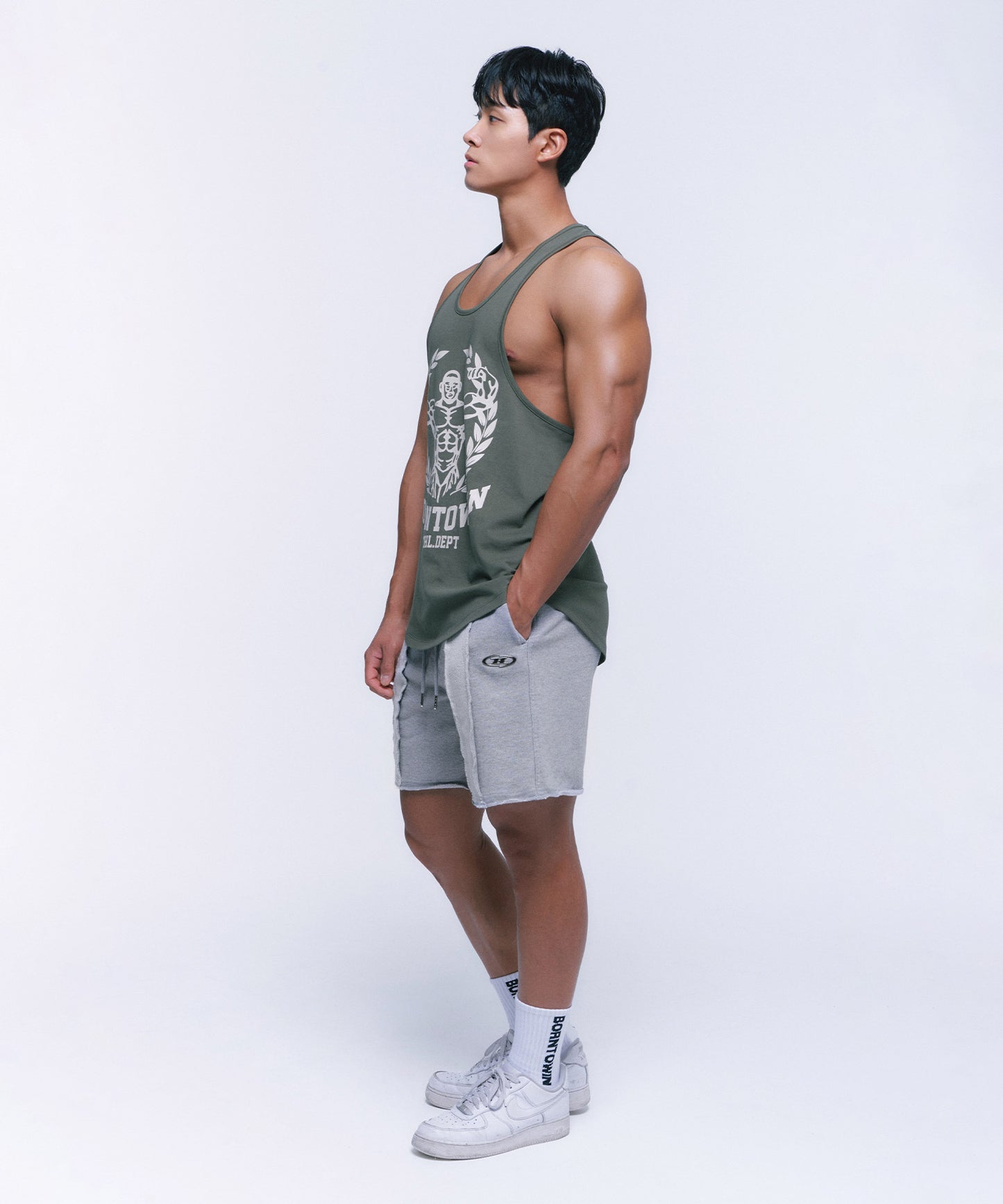 NEW RAISEBORN DEEP FIT SLEEVELESS [KHAKI]