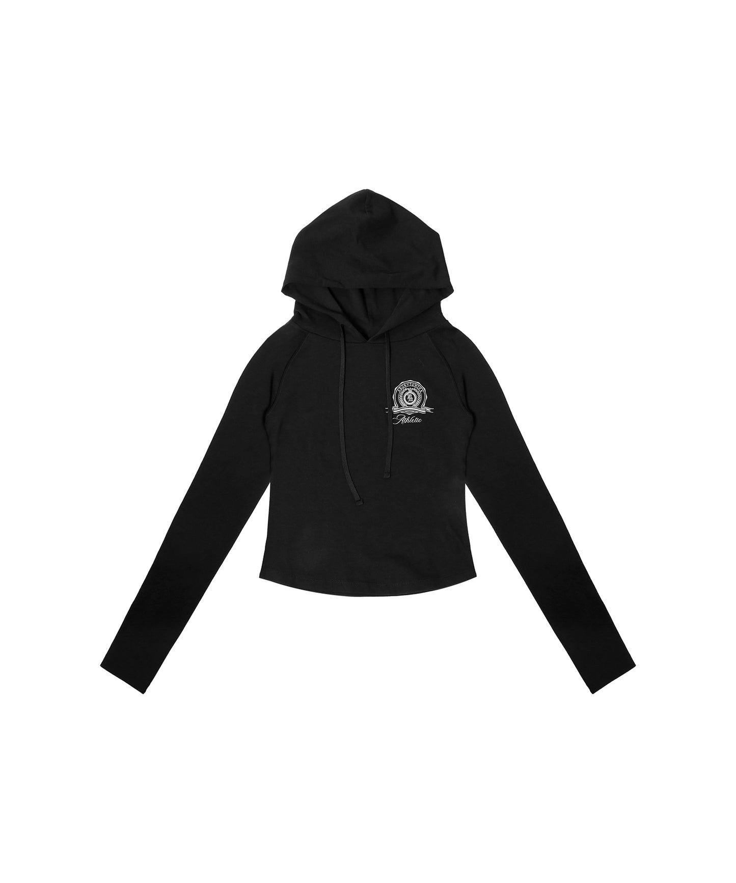 ATHLETIC EMBLEM SLIM HOODIE [BLACK]