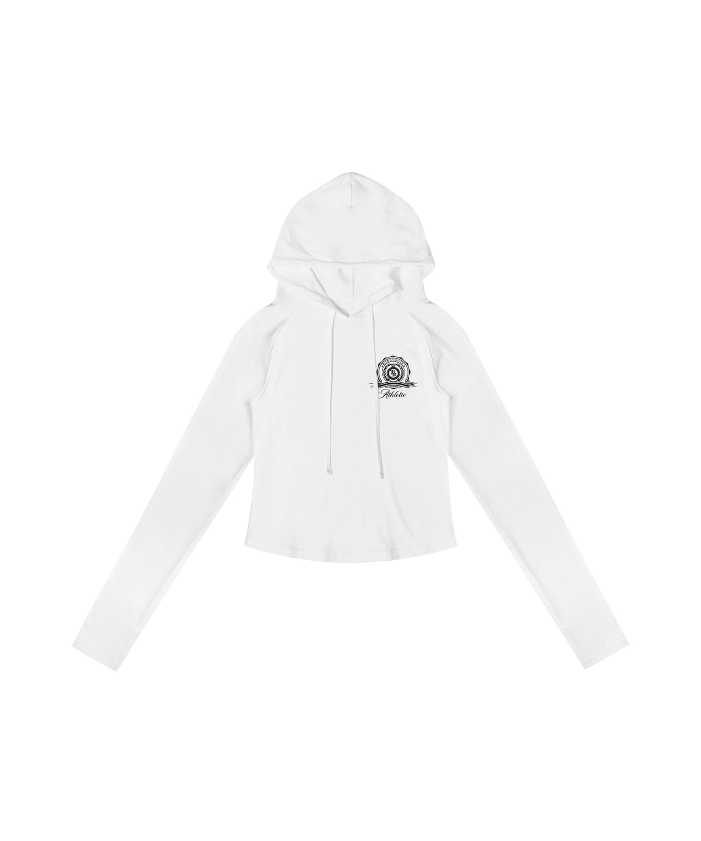 ATHLETIC EMBLEM SLIM HOODIE [WHITE]