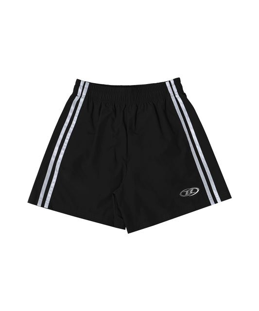 REFLECTIVE LINE NYLON SHORTS [BLACK]