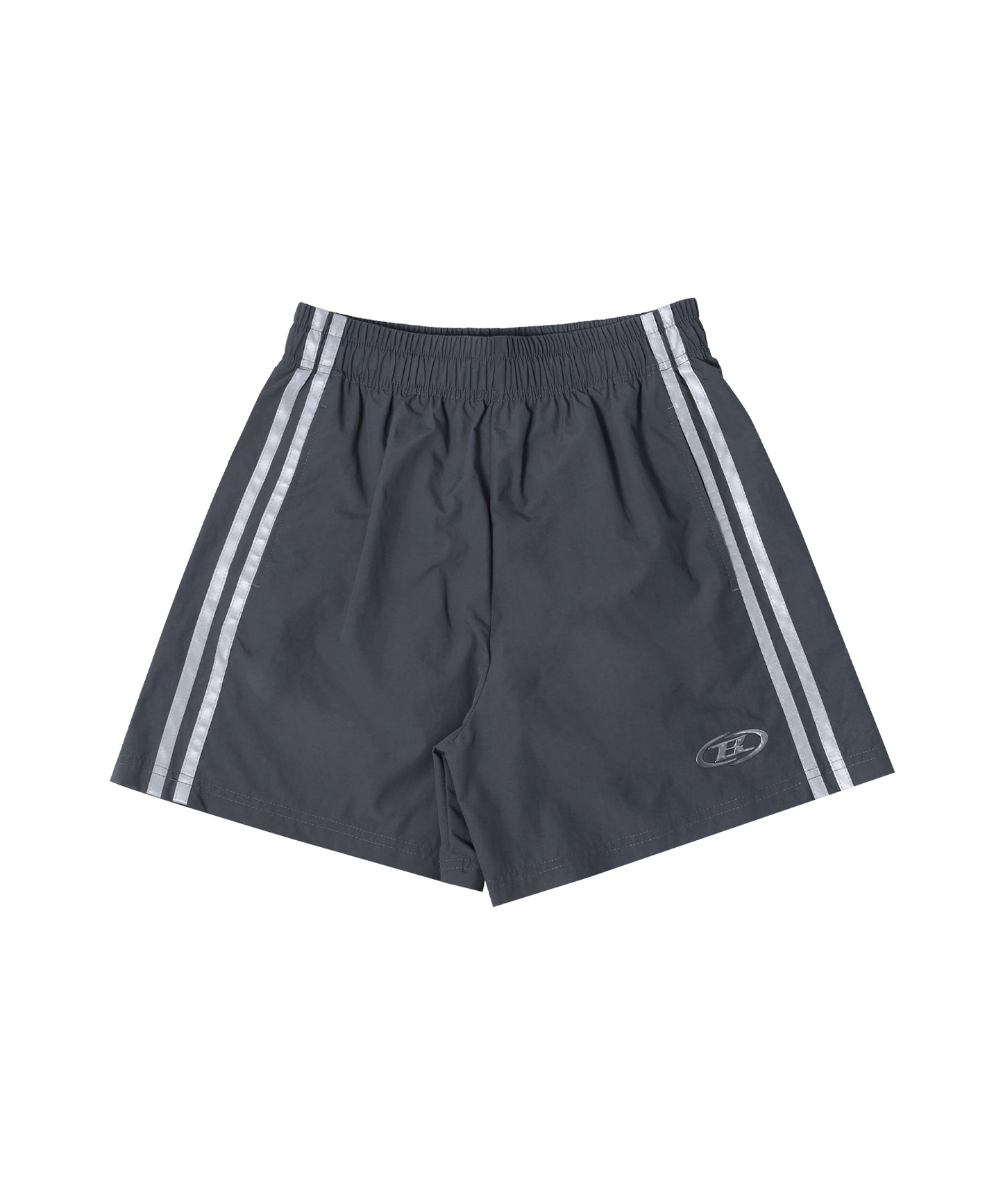 REFLECTIVE LINE NYLON SHORTS [CHARCOAL]