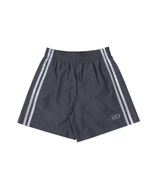 REFLECTIVE LINE NYLON SHORTS [CHARCOAL]