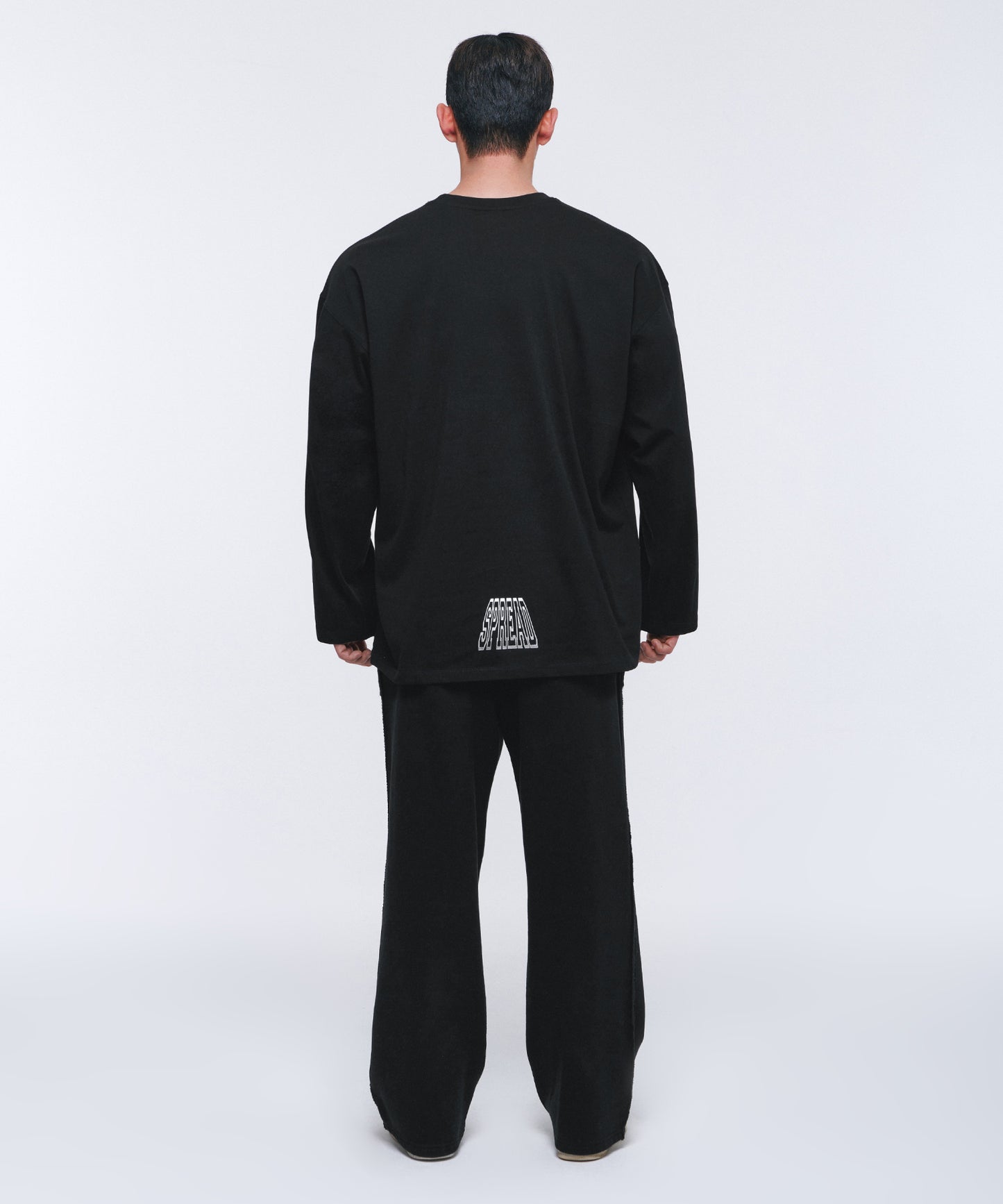REVERSE OUT SEAM WIDE PANTS [BLACK]