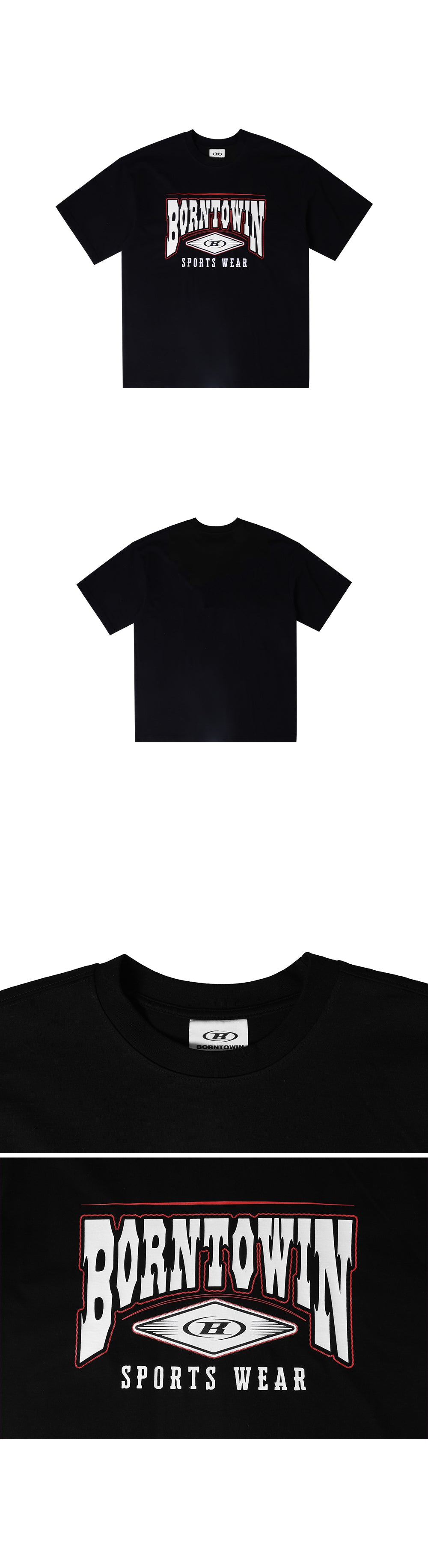 SQUARE ARCH SEMI OVER FIT T-SHIRTS [BLACK]