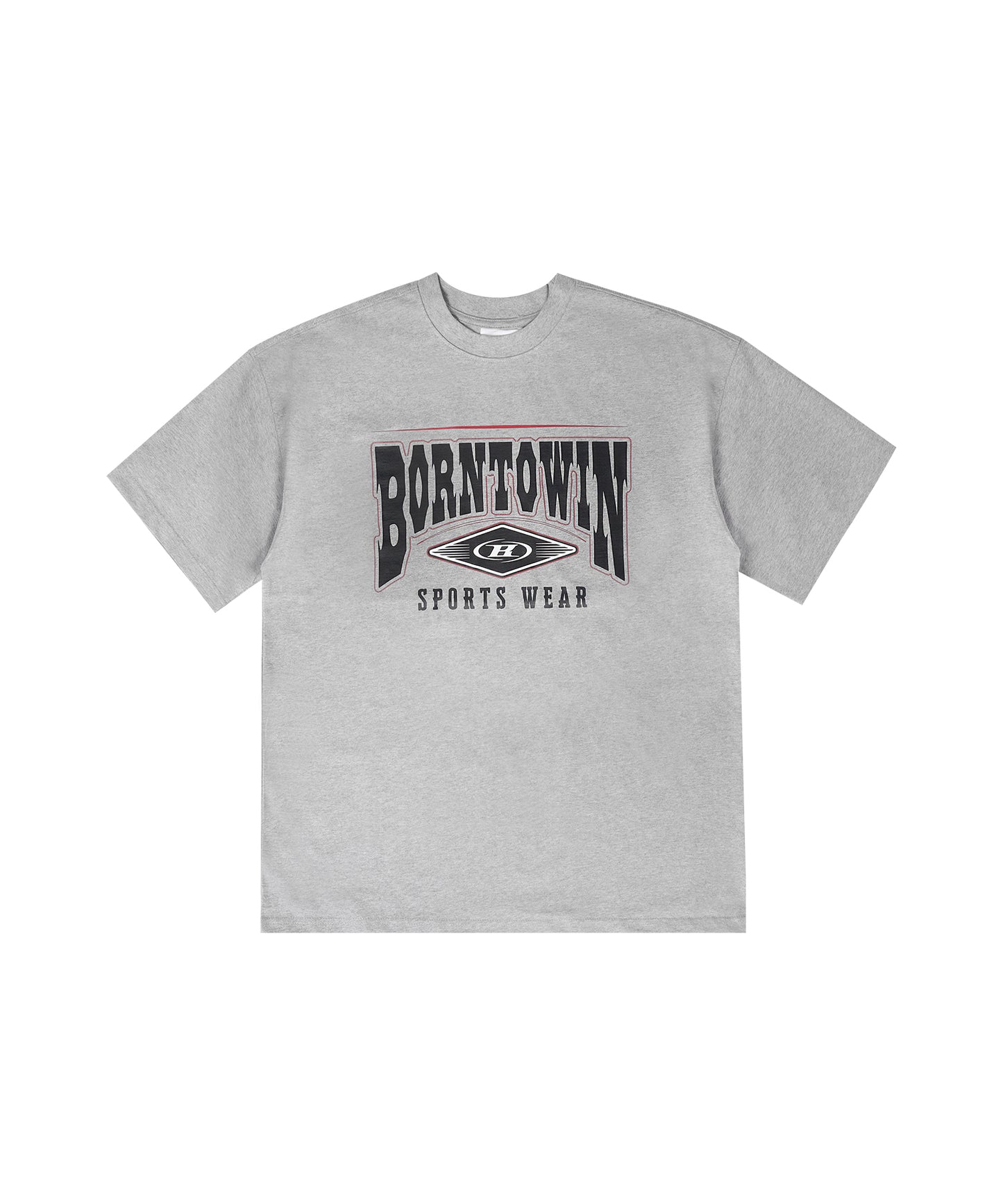 SQUARE ARCH SEMI OVER FIT T-SHIRTS [MELANGE GREY]