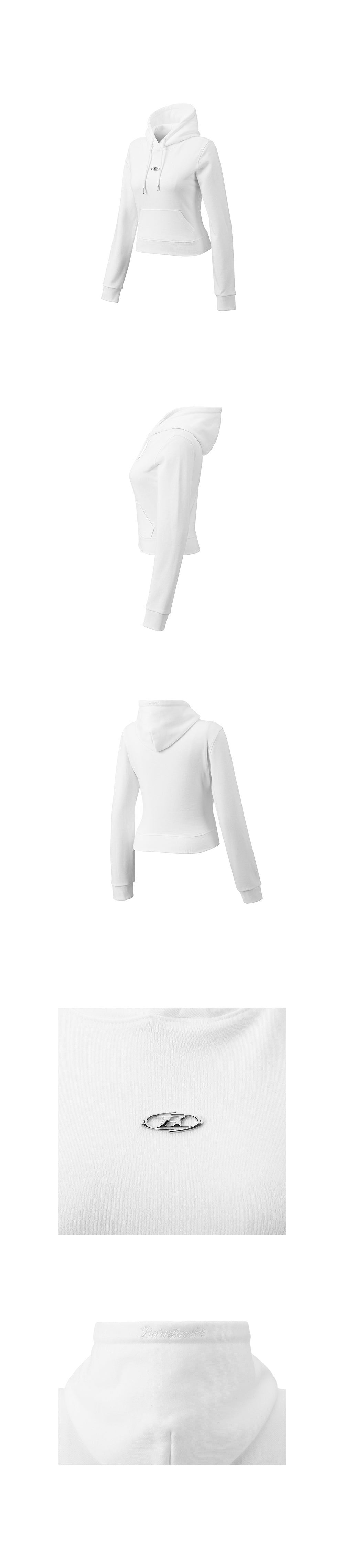 W B PENDANT COTTON CROP HOODIE [WHITE]
