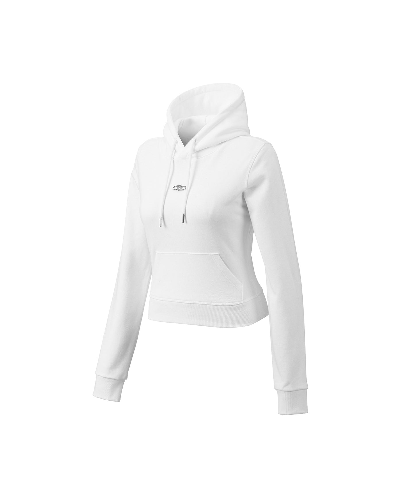 W B PENDANT COTTON CROP HOODIE [WHITE]