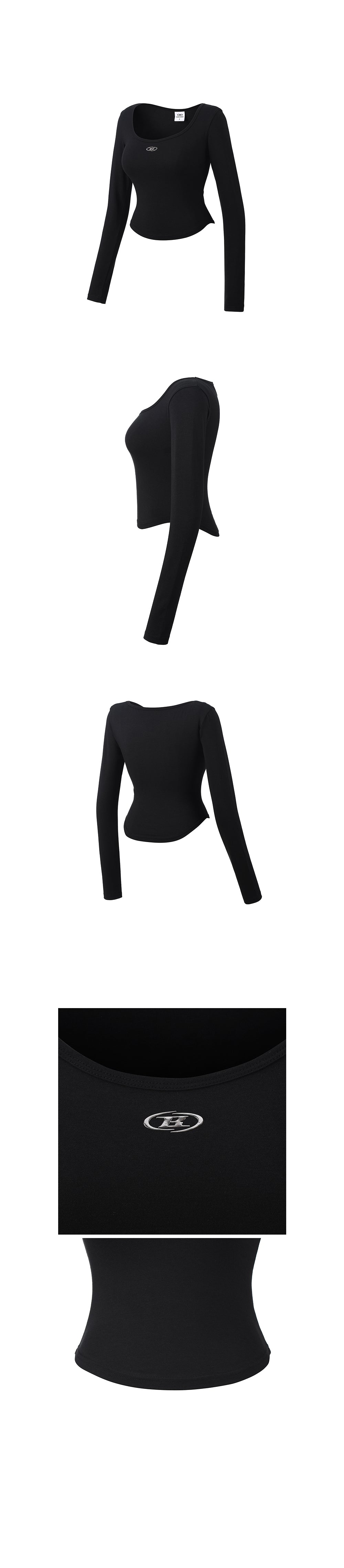 W U-NECK MODAL LONG SLEEVE [BLACK]