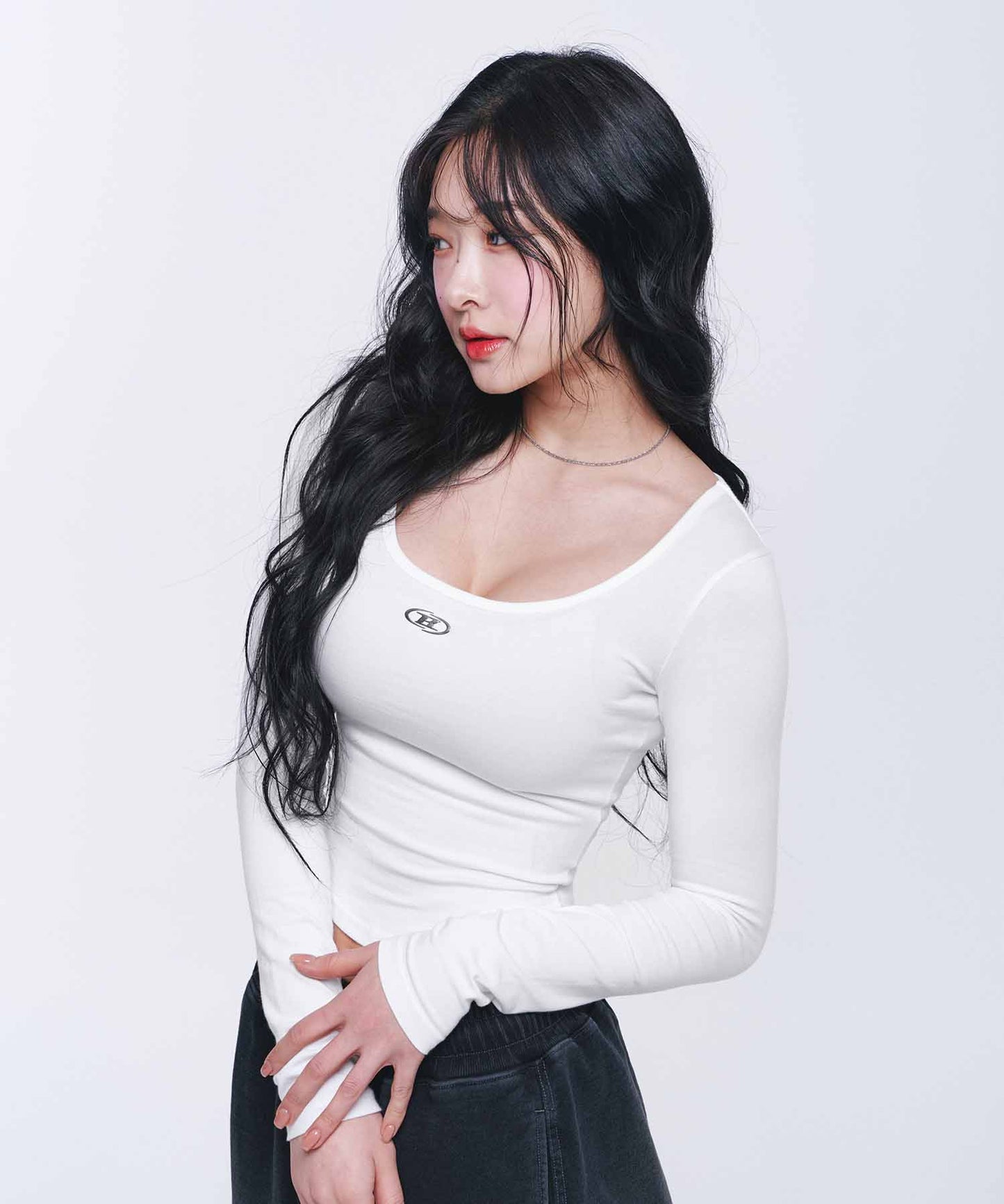 W U-NECK MODAL LONG SLEEVE [WHITE]