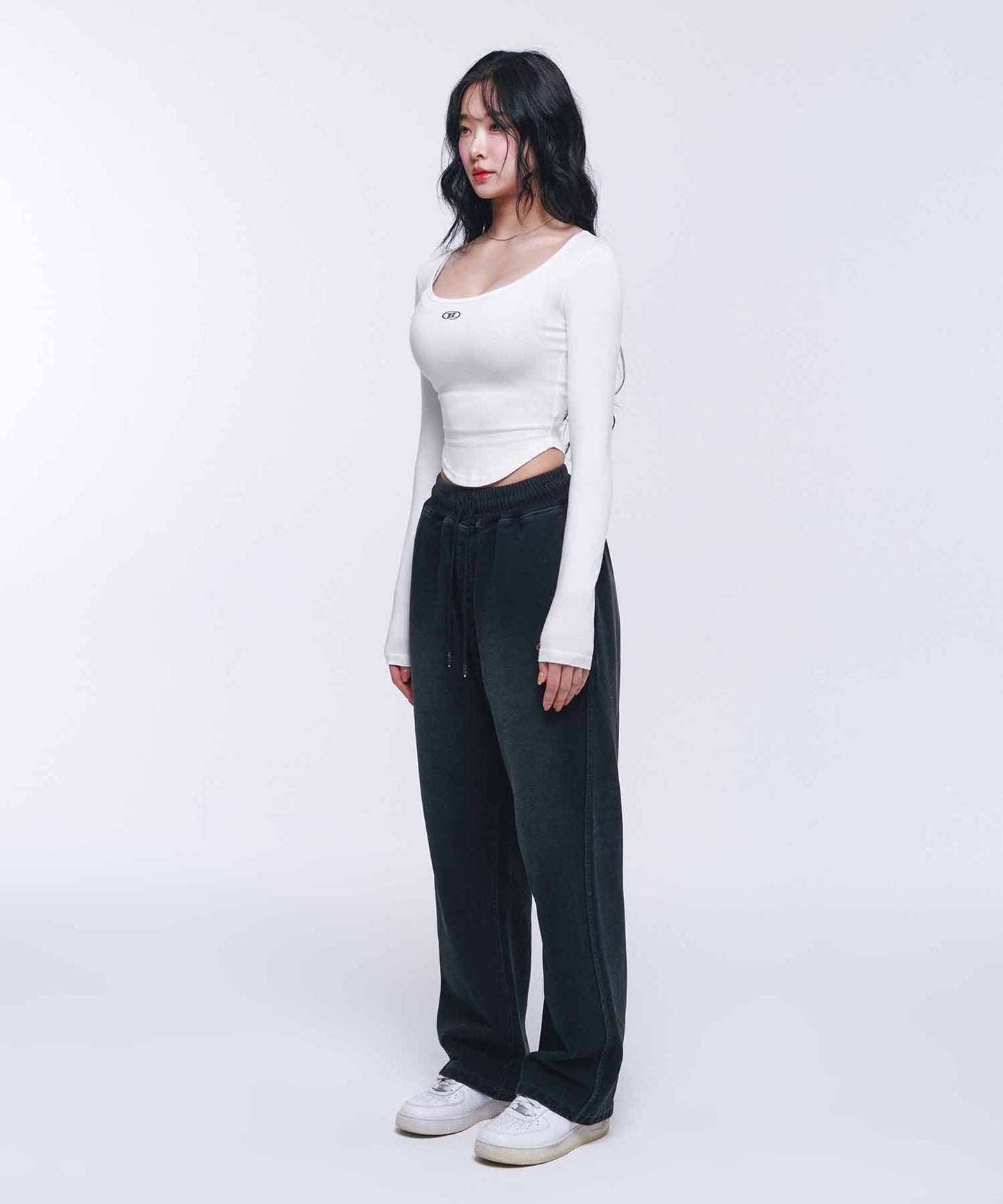 W U-NECK MODAL LONG SLEEVE [WHITE]