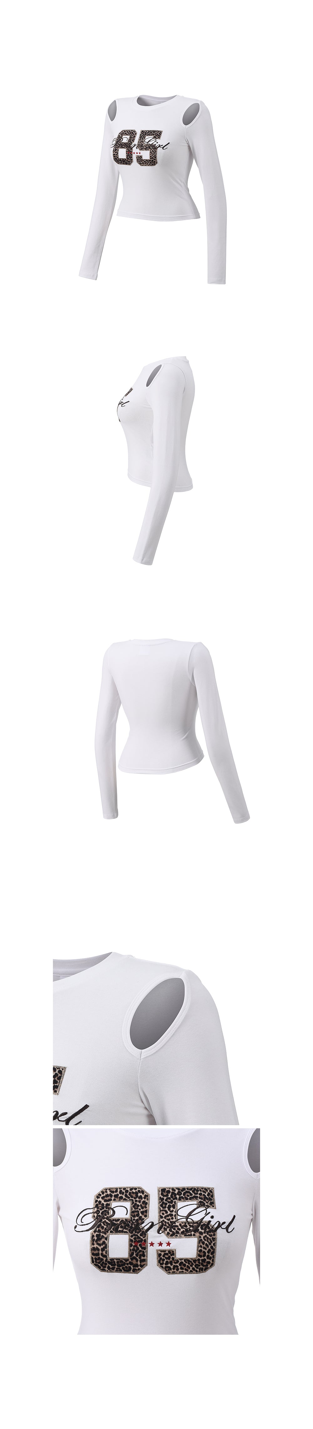 W BORN GIRL LEOPARD CROP LONGSLEEVE [WHITE]