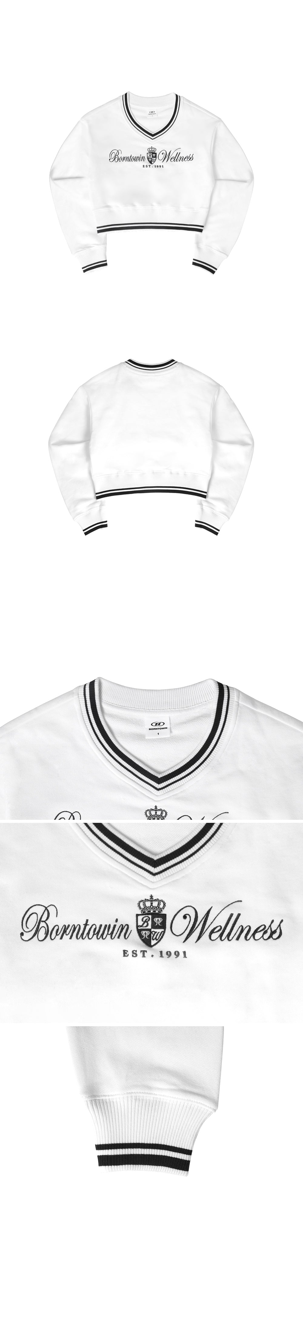 IN STOCK* W WELLNESS V-NECK CROP SWEATSHIRTS [IVORY]