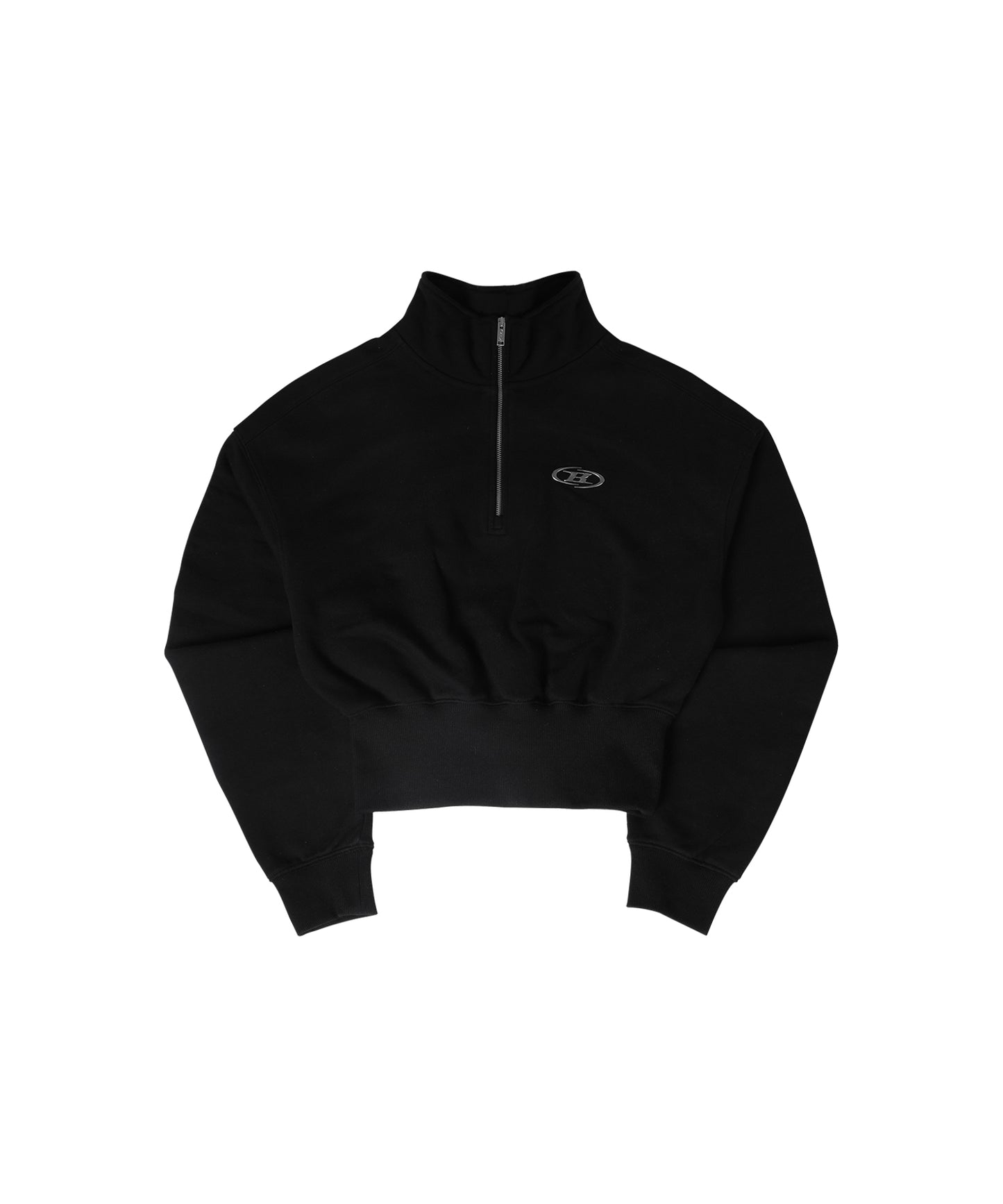 W SILVER B HALF ZIP UP SWEATSHIRTS [BLACK]
