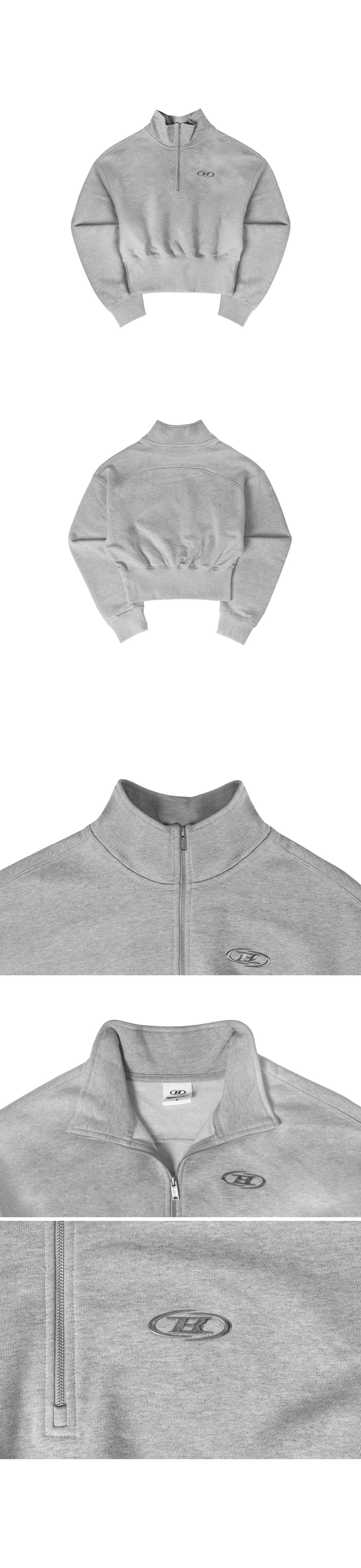 IN STOCK* W SILVER B HALF ZIP UP SWEATSHIRTS [MELANGE GREY]
