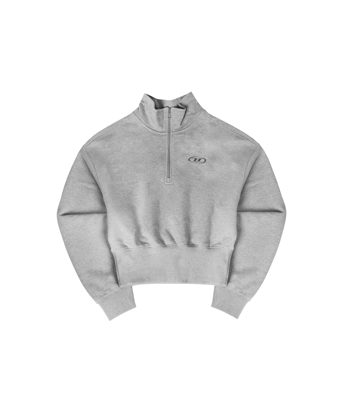 IN STOCK* W SILVER B HALF ZIP UP SWEATSHIRTS [MELANGE GREY]