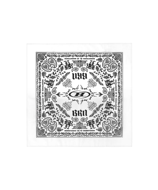 BORNTOWIN PAISLY BANDANA [WHITE]
