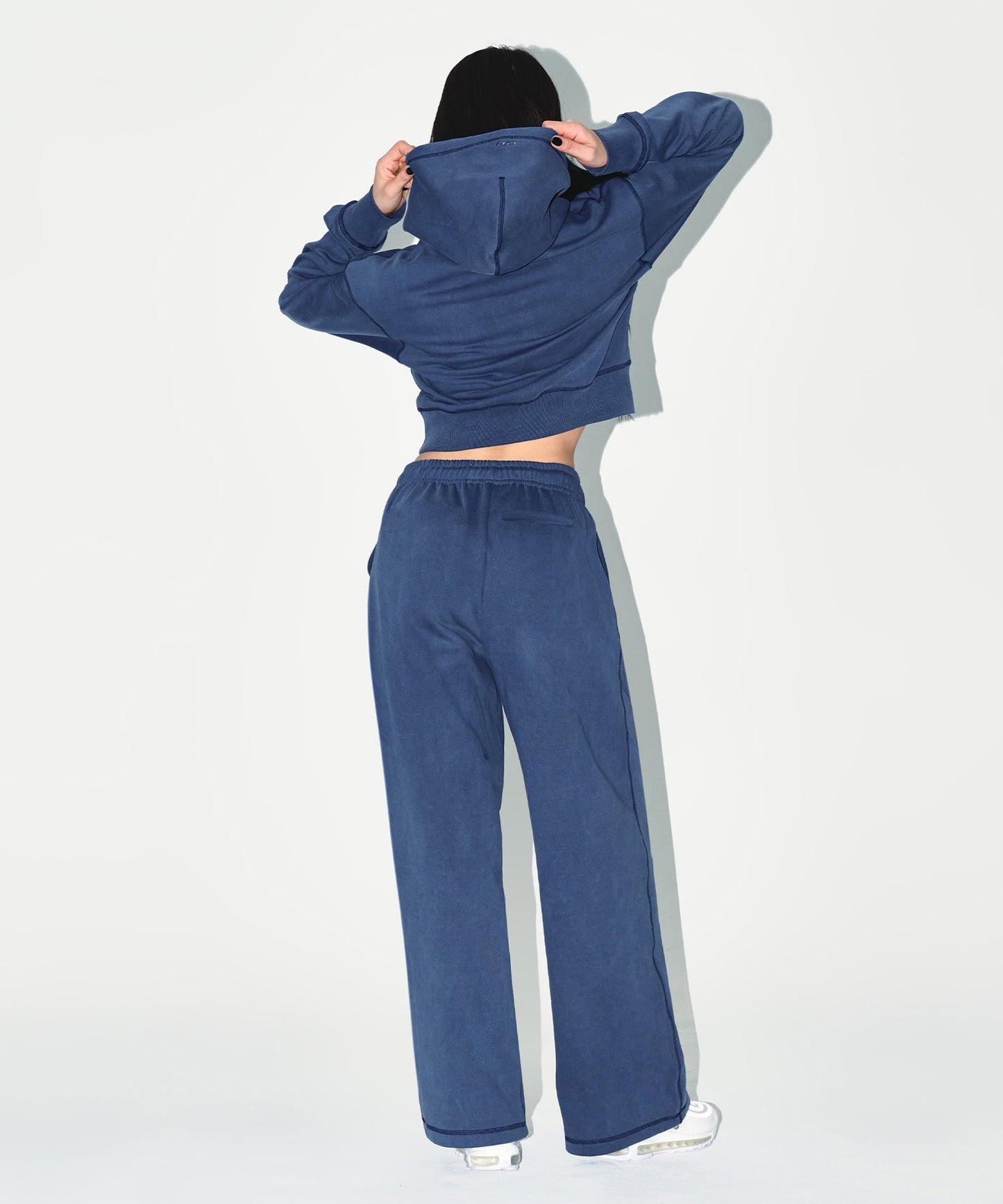 W PIGMENT DYEING SEMI WIDE PANTS [BLUE]