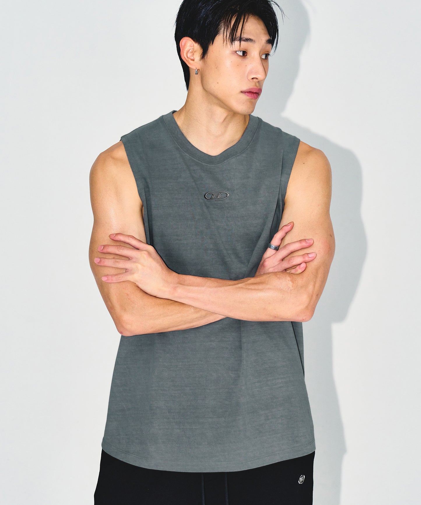 SILVER B PIGMENT DYING SLEEVELESS [ASHED GREEN]