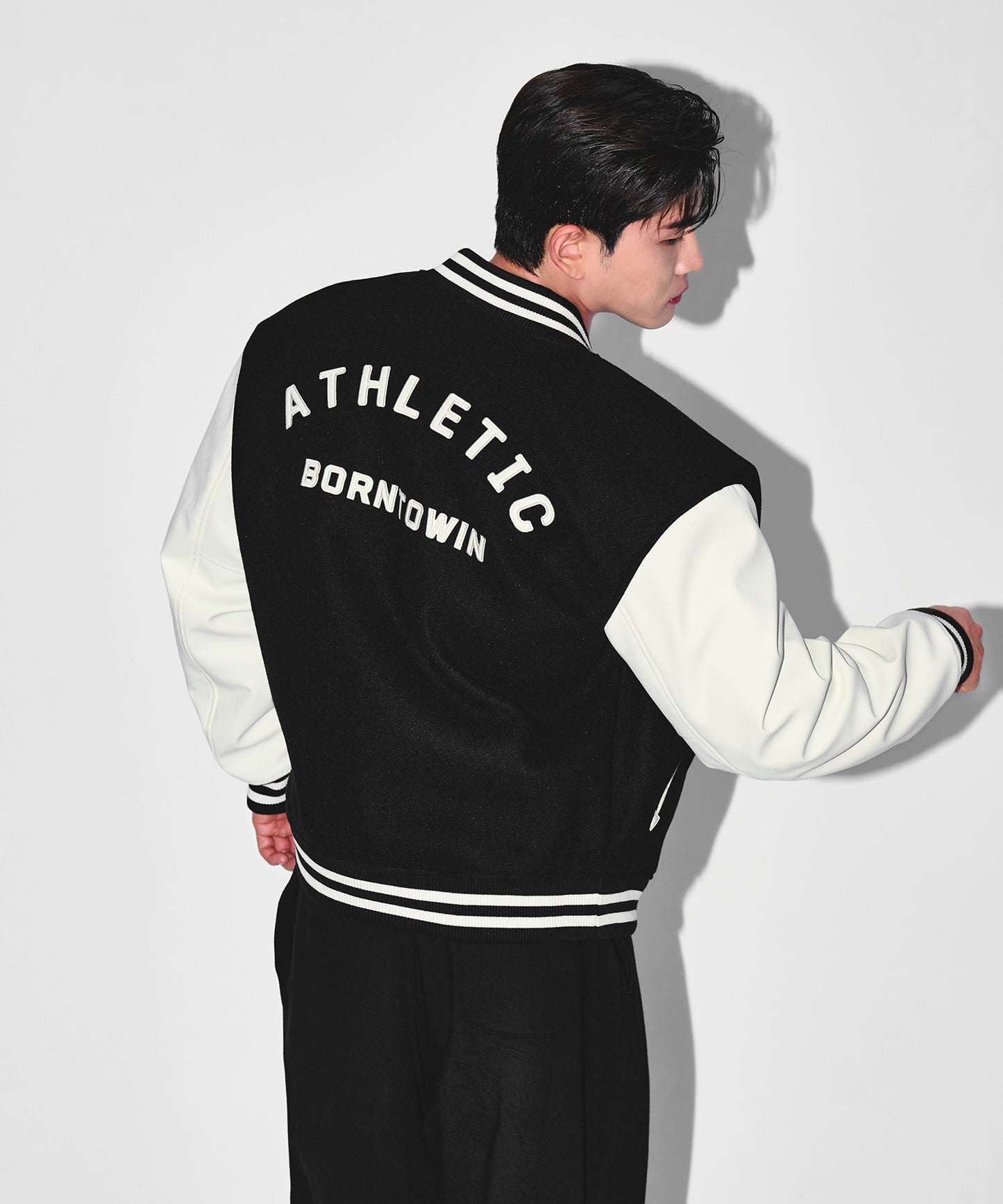 ATHLETIC VARSITY QUILTED JACKET [BLACK]