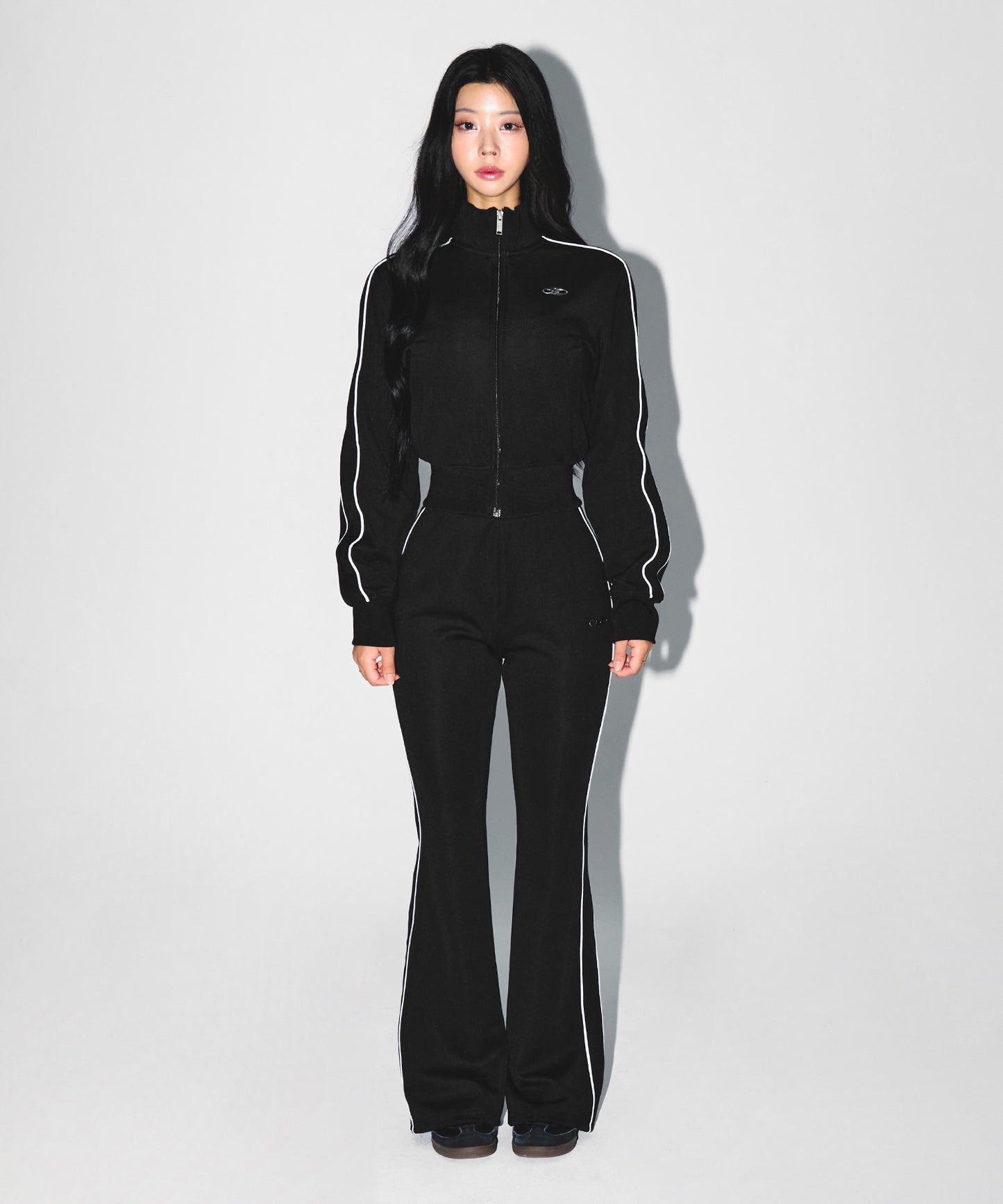 W PIPING LINE ZIP UP JACKET [BLACK]