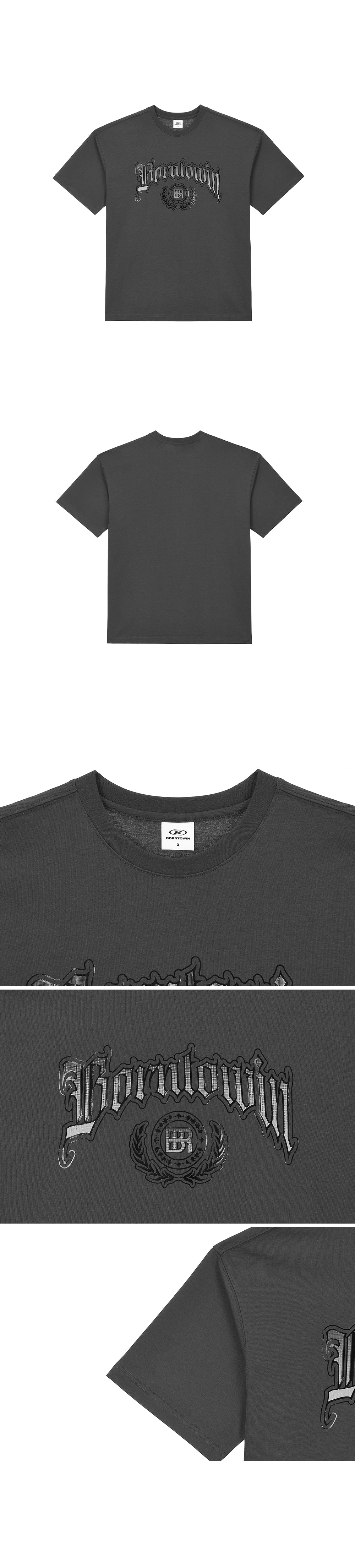 EMBLEM LOGO SEMI OVER FIT T-SHIRTS [CHARCOAL]
