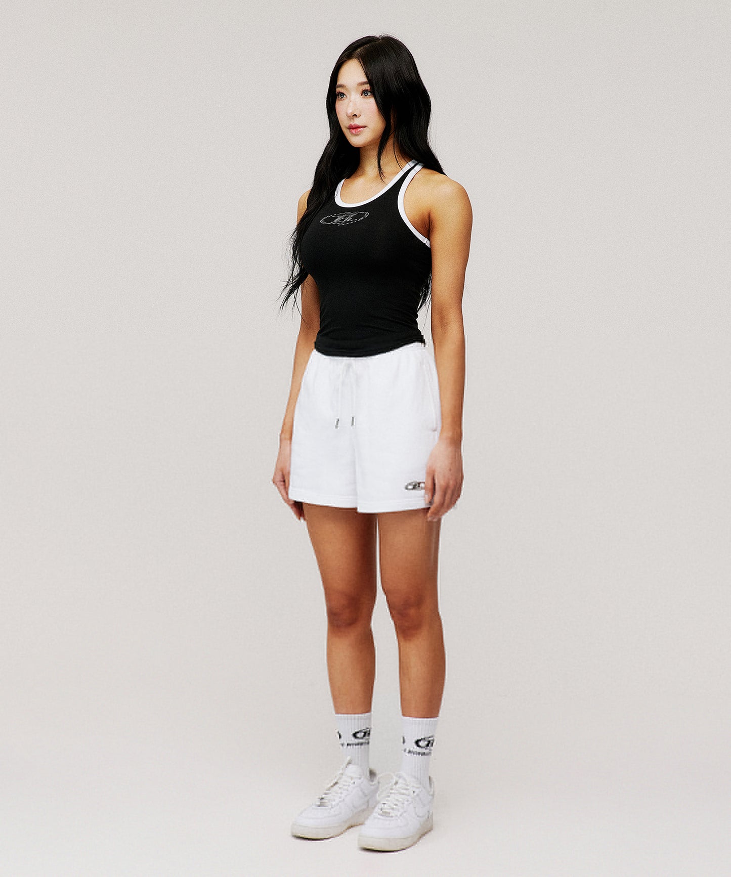 IN STOCK* W SPARKLING B RACER BACK TOP [BLACK]