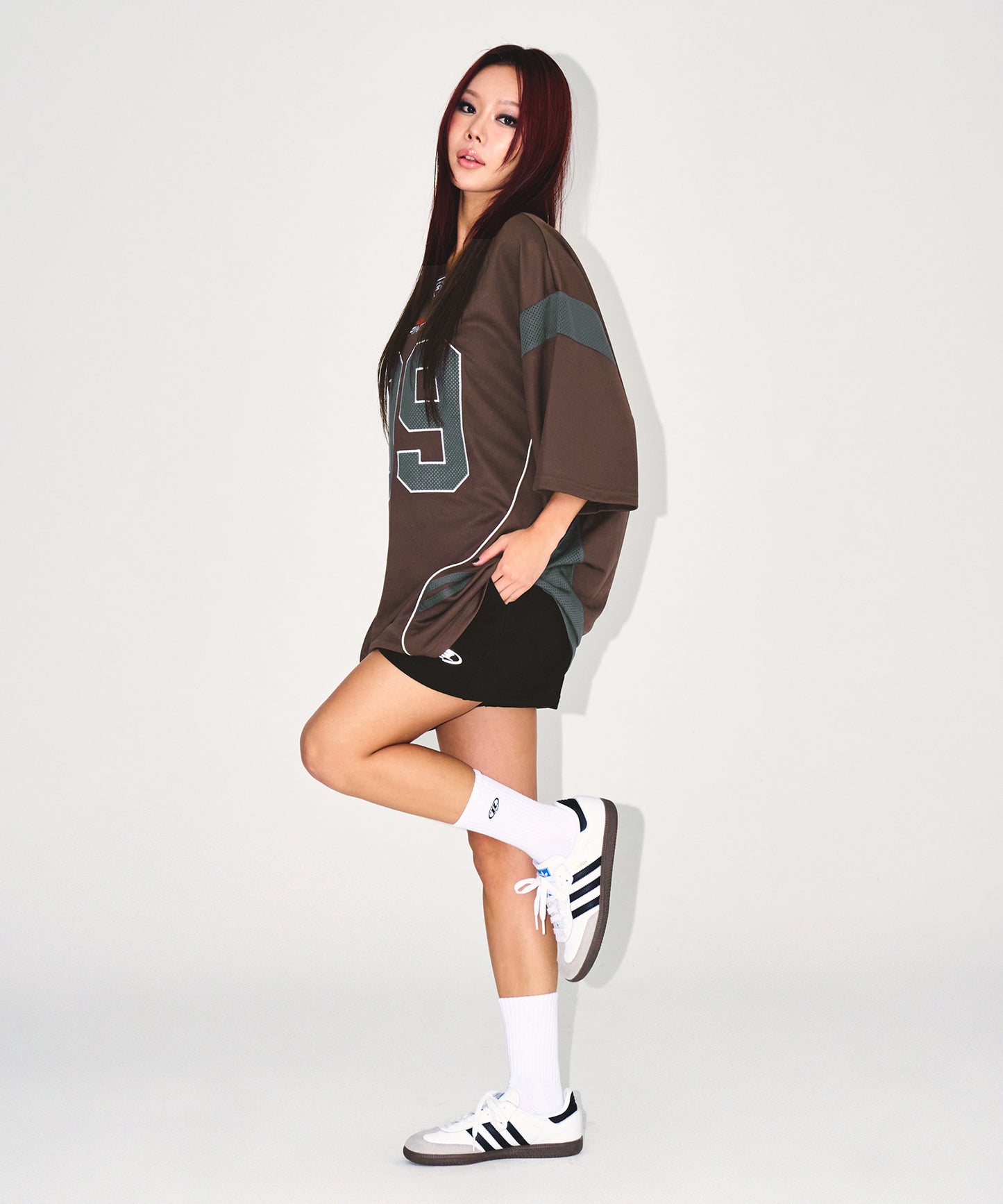 09 APPLIQUE RUGBY JERSEY T-SHIRTS [BROWN]