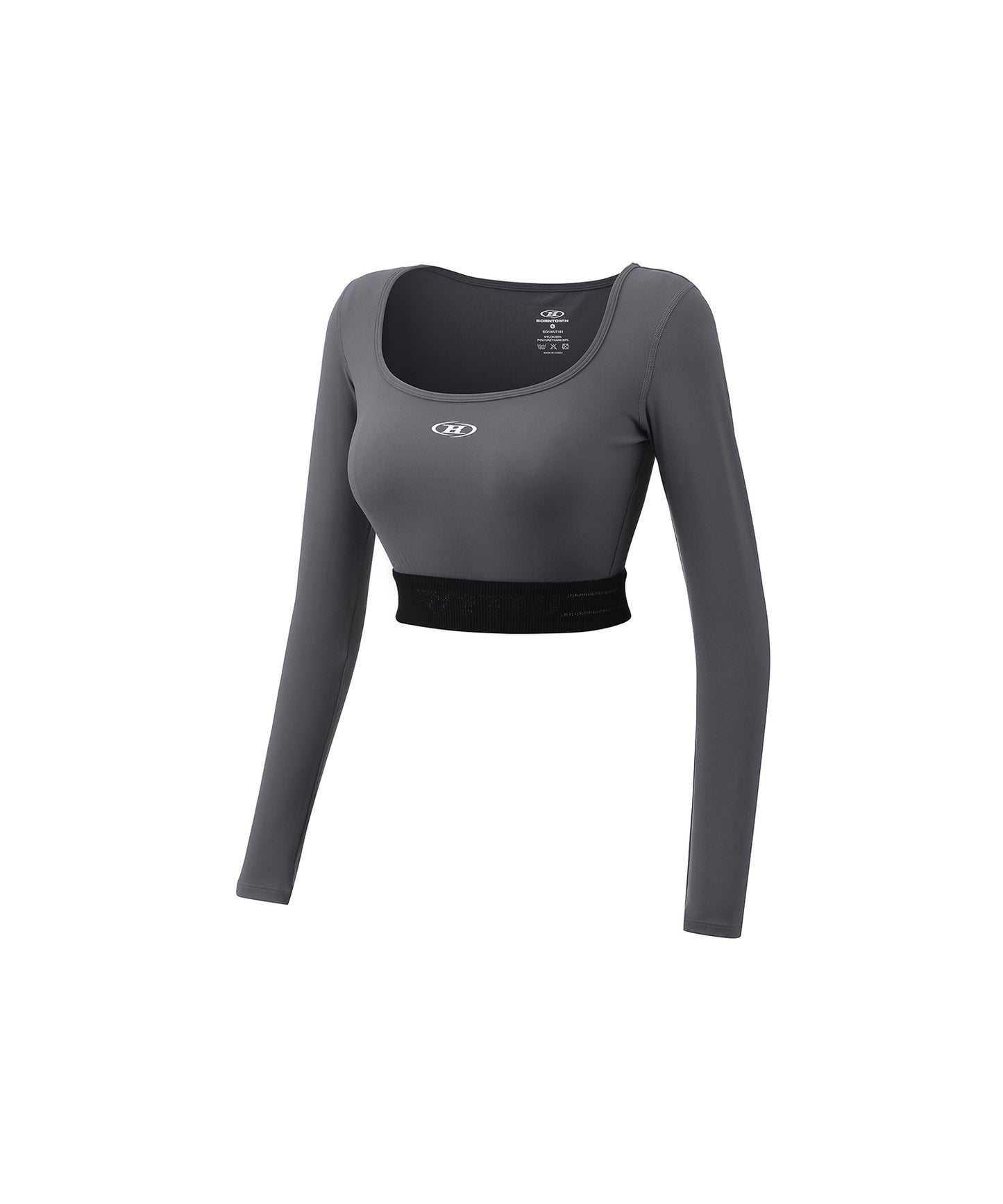 IN STOCK* W REFLECTIVE OUT BAND CROP LONG SLEEVE [CHARCOAL]