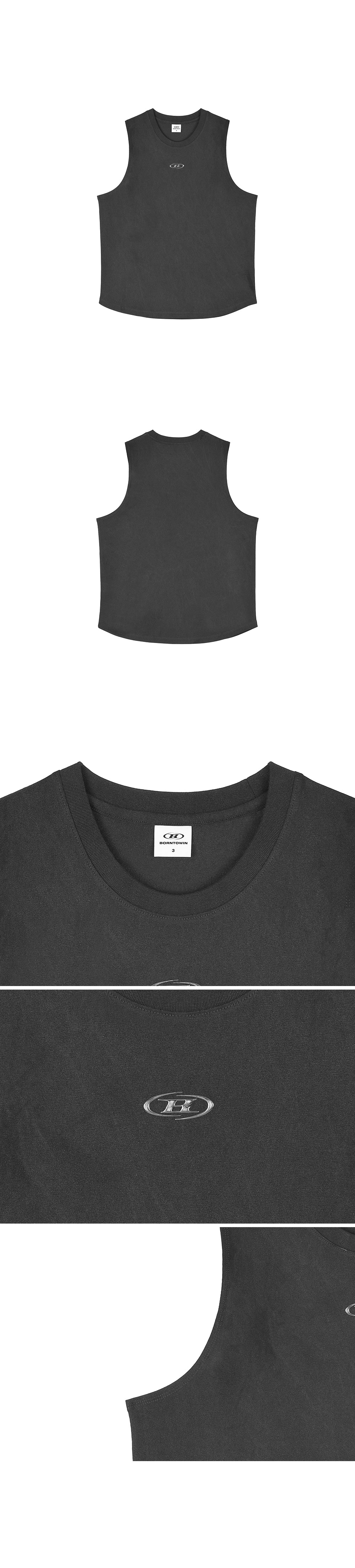 SILVER B PIGMENT DYING SLEEVELESS [CHARCOAL]