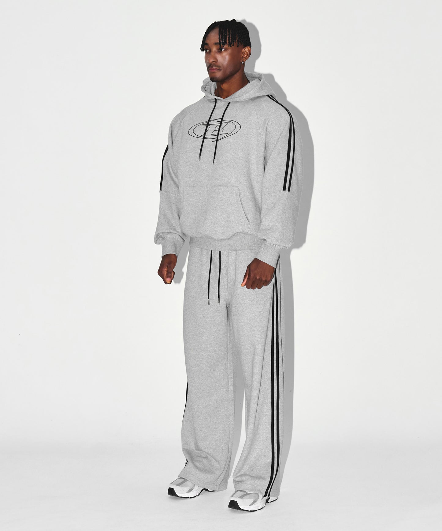 STROKE B TRACK LINE HOODIE [MELANGE GREY]